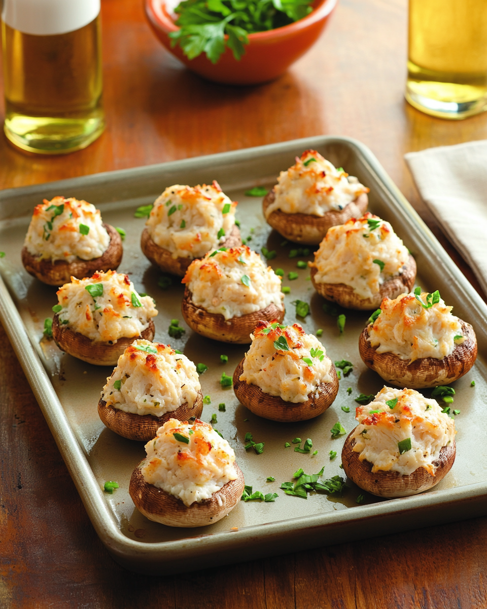Savory Crab Stuffed Mushrooms
