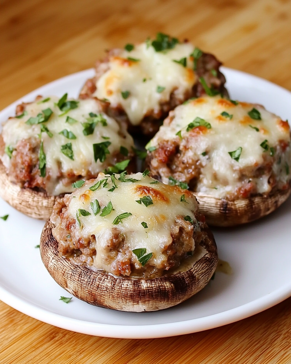 Turkey Sausage Stuffed Mushrooms