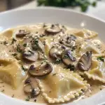 Ravioli with Mushroom Cream Sauce