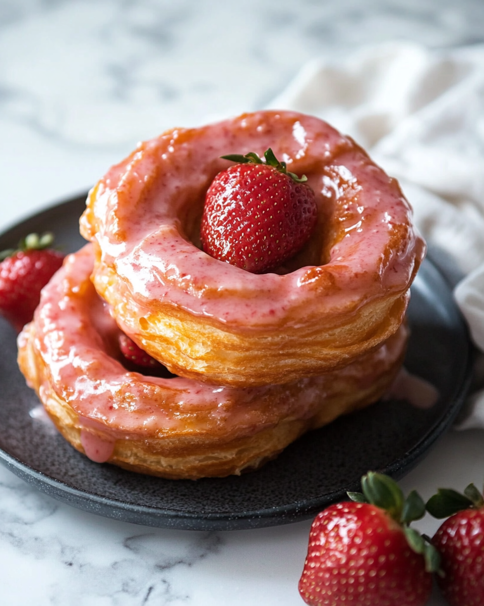 Strawberry Glazed French Crullers