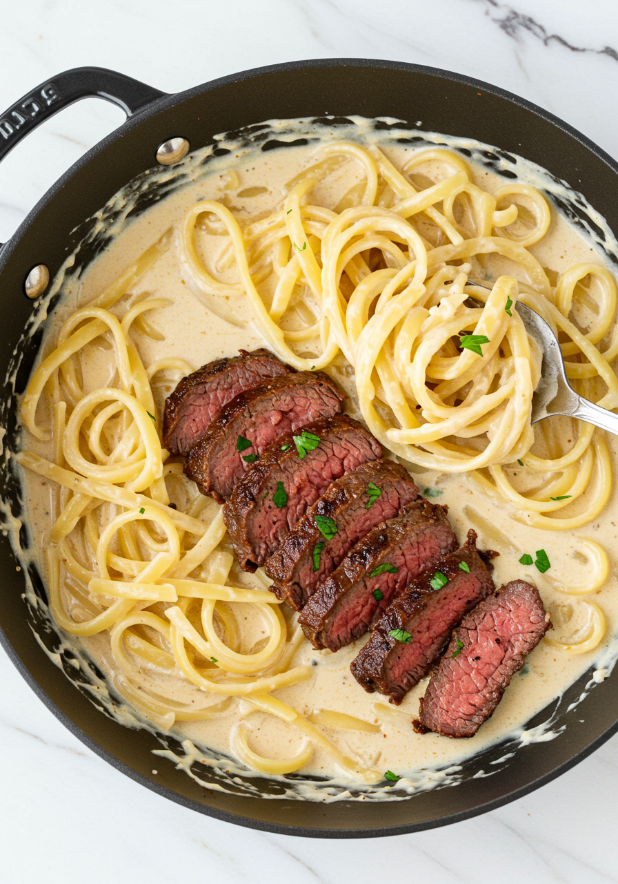 Creamy Cajun Steak Alfredo