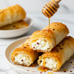 Oven Fried Feta Rolls with Chili Honey