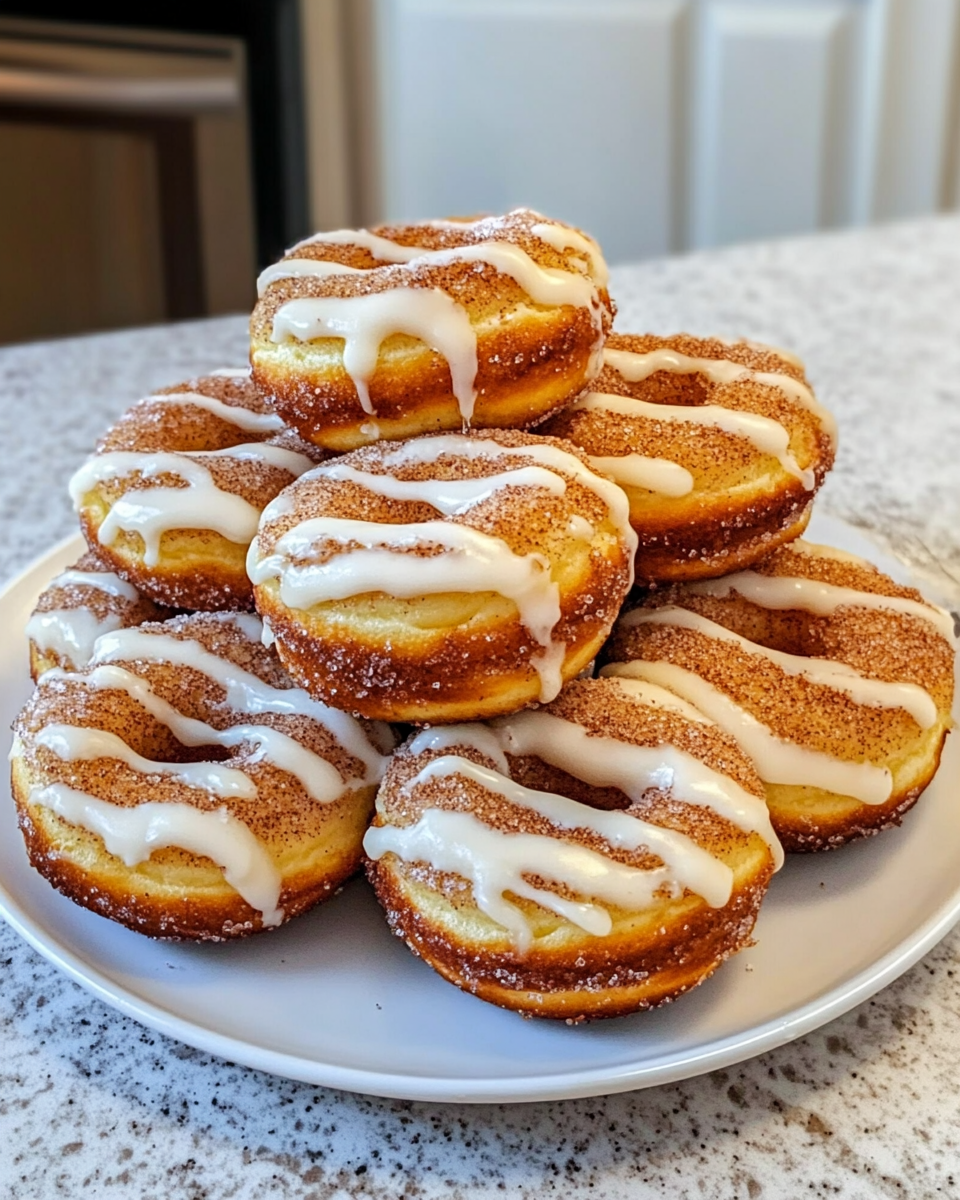 Coffee Cake Donuts with Vanilla Glaze
