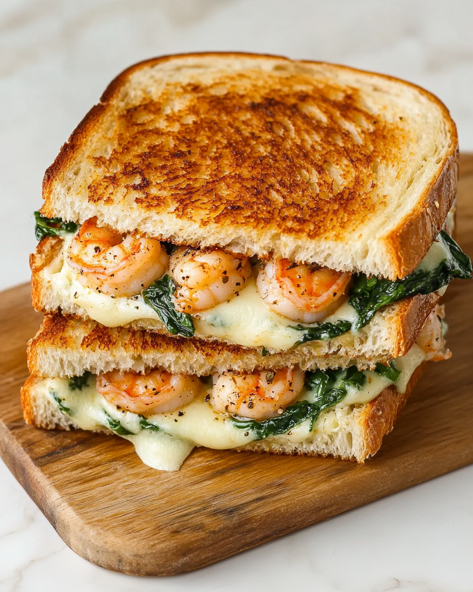 Shrimp and Spinach Sourdough Melt