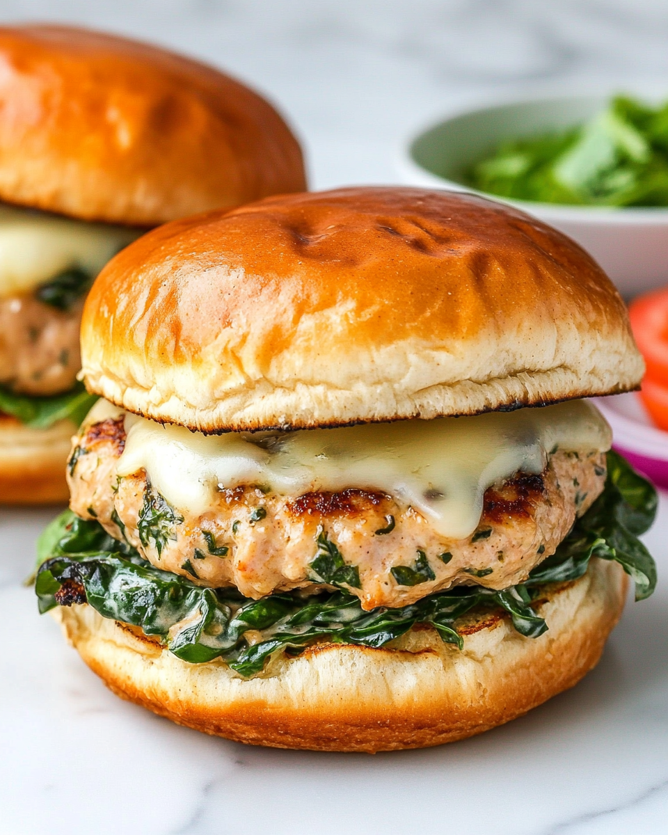 White Cheddar and Spinach Chicken Burger