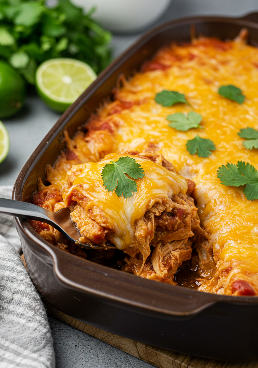 Cheesy Chicken Enchilada Casserole