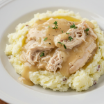 Shredded Chicken Gravy on Mashed Potatoes