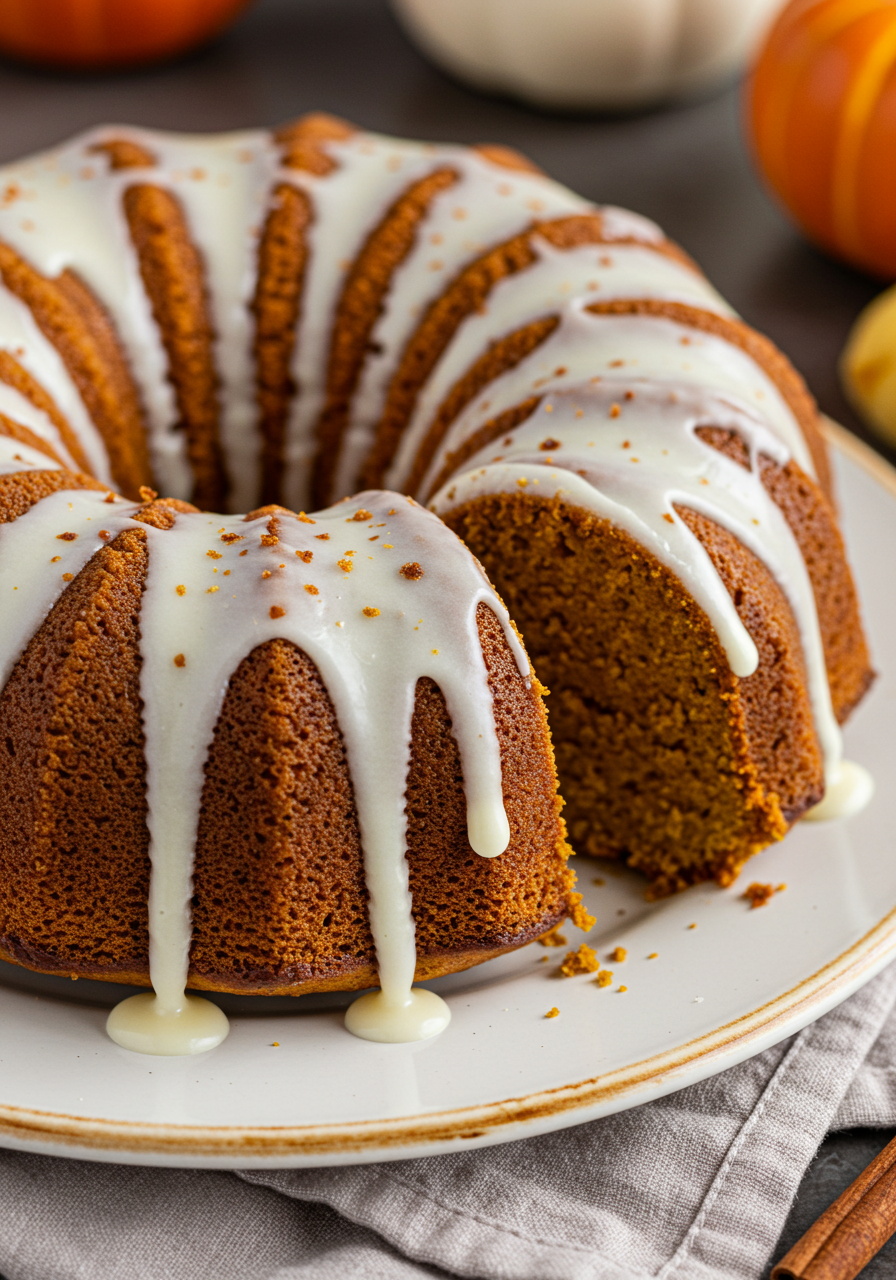 Pumpkin Bundt Cake with Cream Cheese Glaze