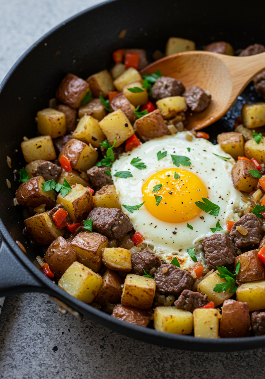 Steak Potato and Egg Hash
