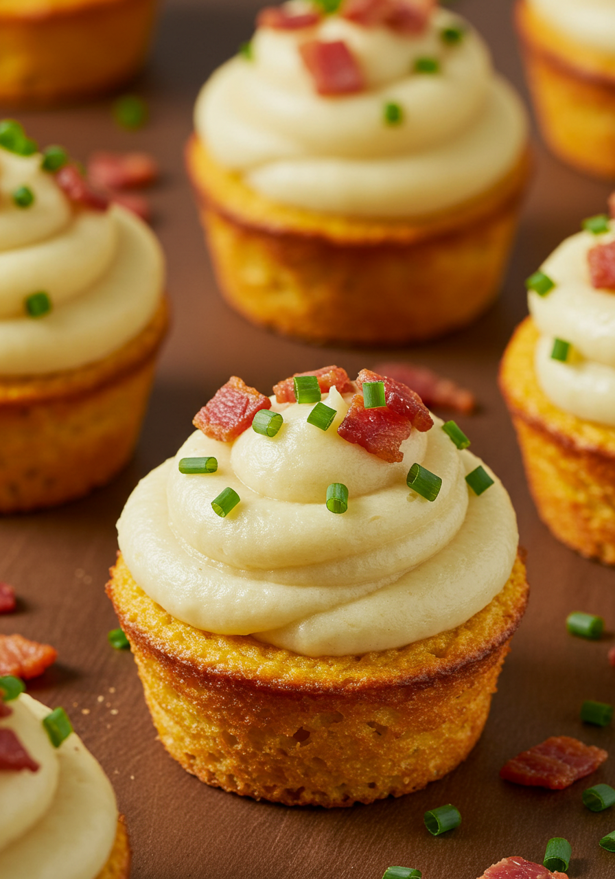 Cornbread Cupcakes with Mashed Potatoes