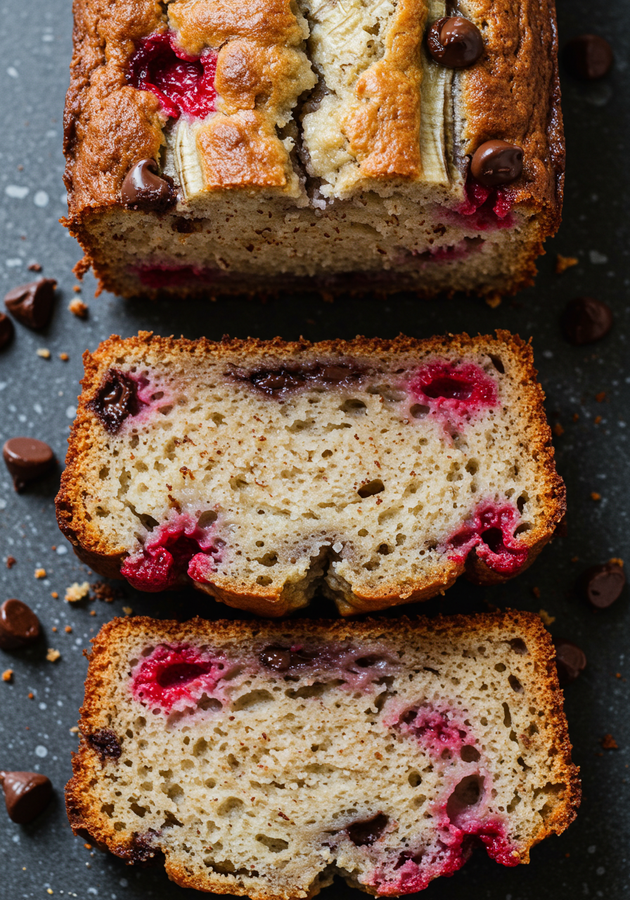 Chocolate Chip Raspberry Banana Bread
