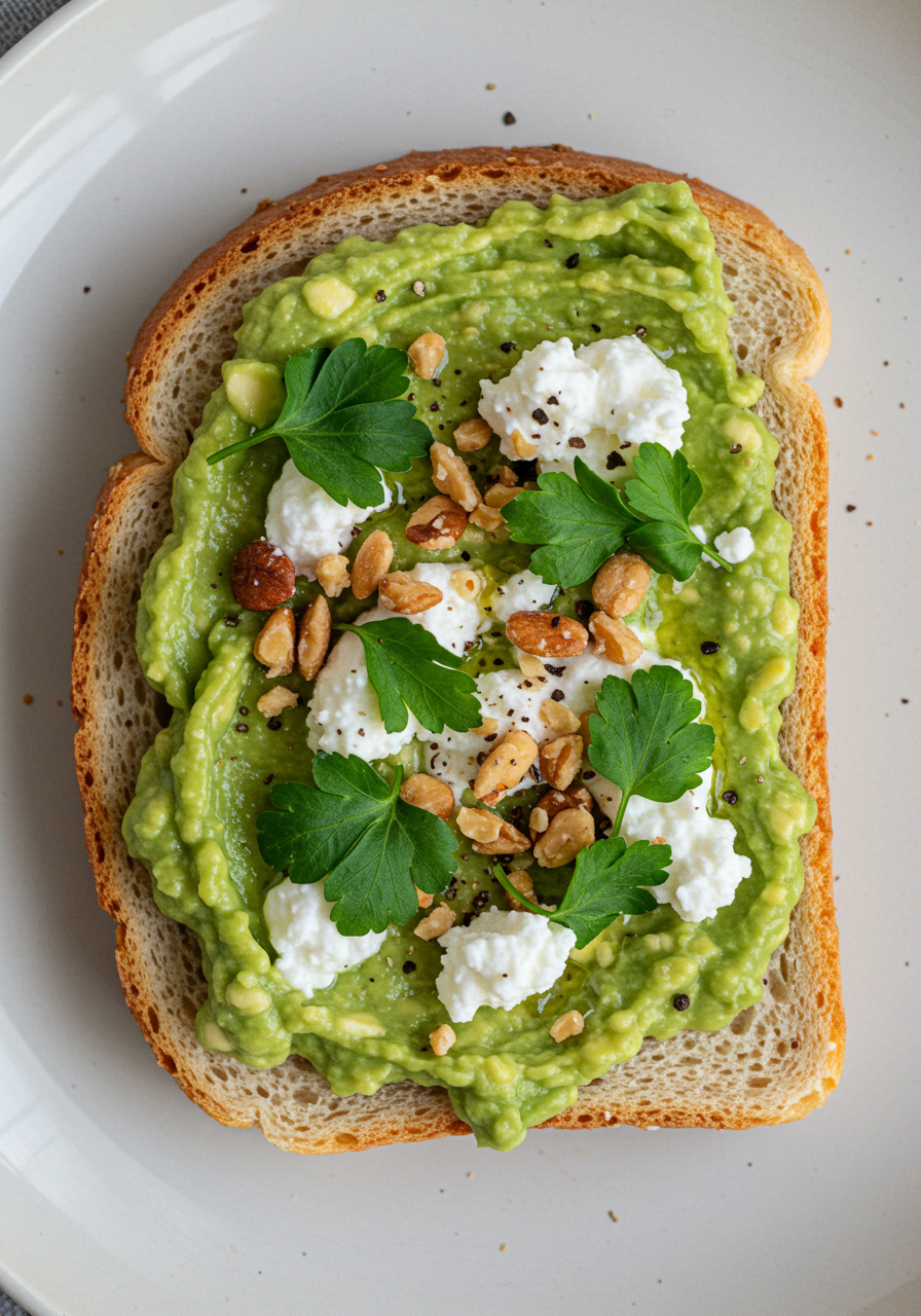 Creamy Avocado and Cottage Cheese Toast