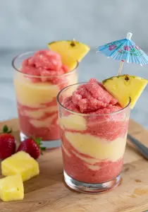 Pineapple Strawberry Swirled Slushies