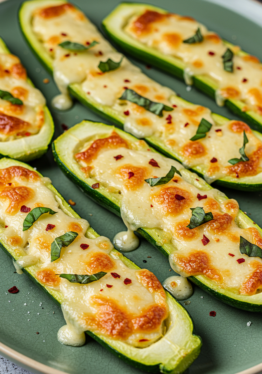 Gourmet Garlic Zucchini Steaks with Cheese