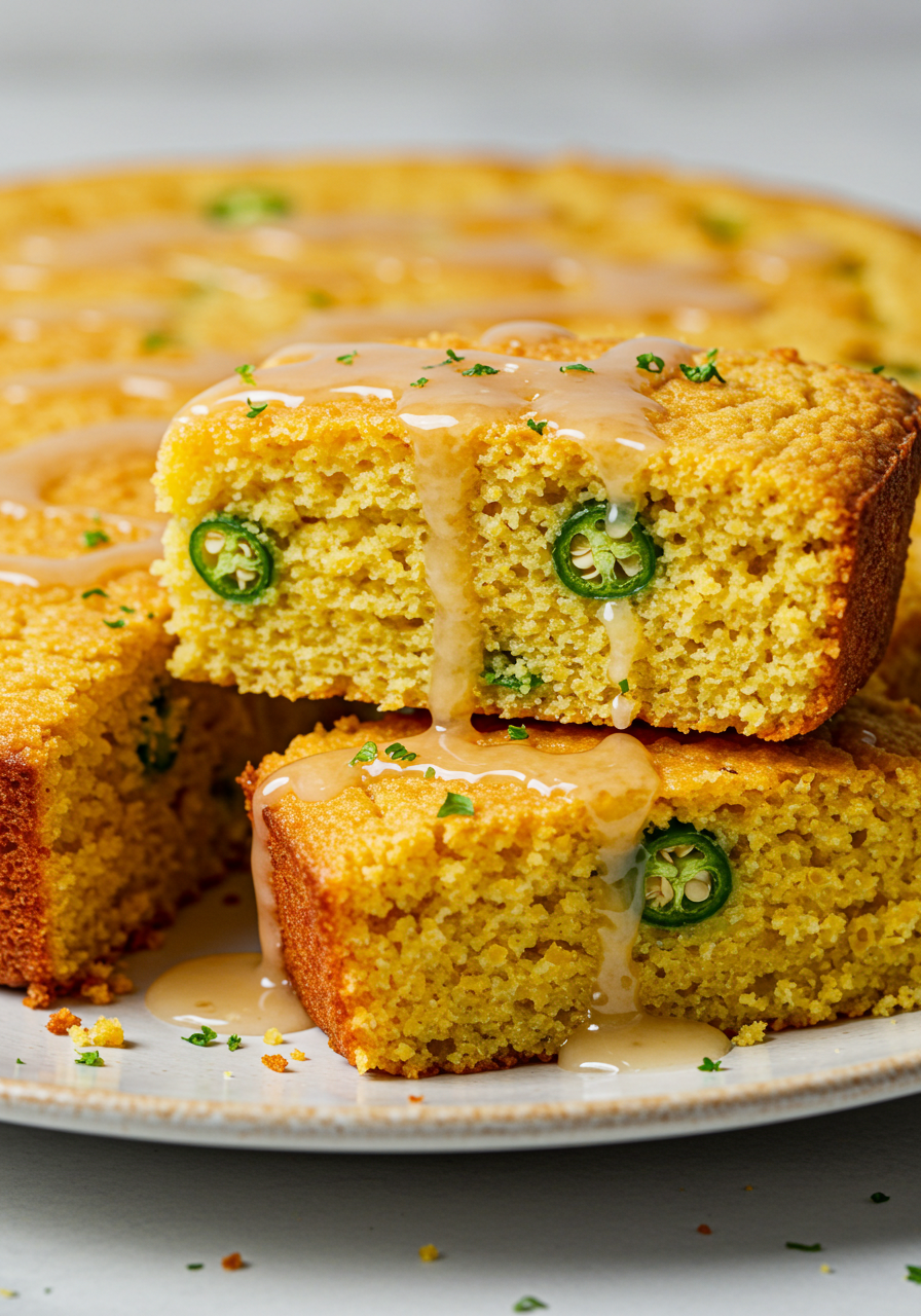 Spicy Jalapeño Cornbread with Sweet Lime Honey Glaze