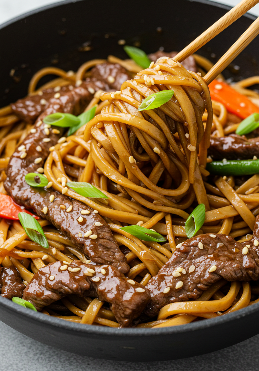 Sticky Beef Noodles