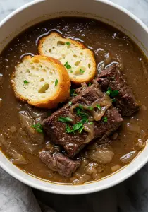 French Onion Beef Short Rib Soup