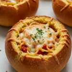 Spaghetti Garlic Bread Bowls