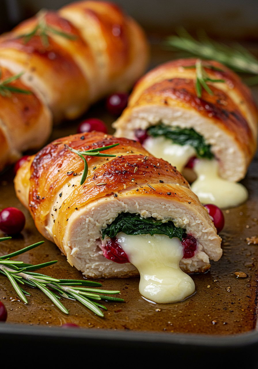 Cranberry & Spinach Stuffed Chicken Breasts with Brie