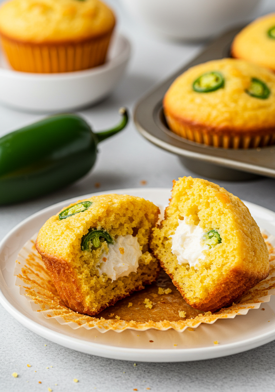 Jalapeño Cornbread Muffins with Cream Cheese Filling